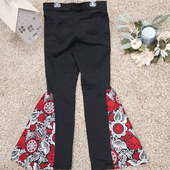 3452 Size 8 Jacklyn Smith Upcycled Bell-Bottoms, In Red and Black. - Picture 3 of 4